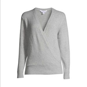Heather gray v neck wrap sweater